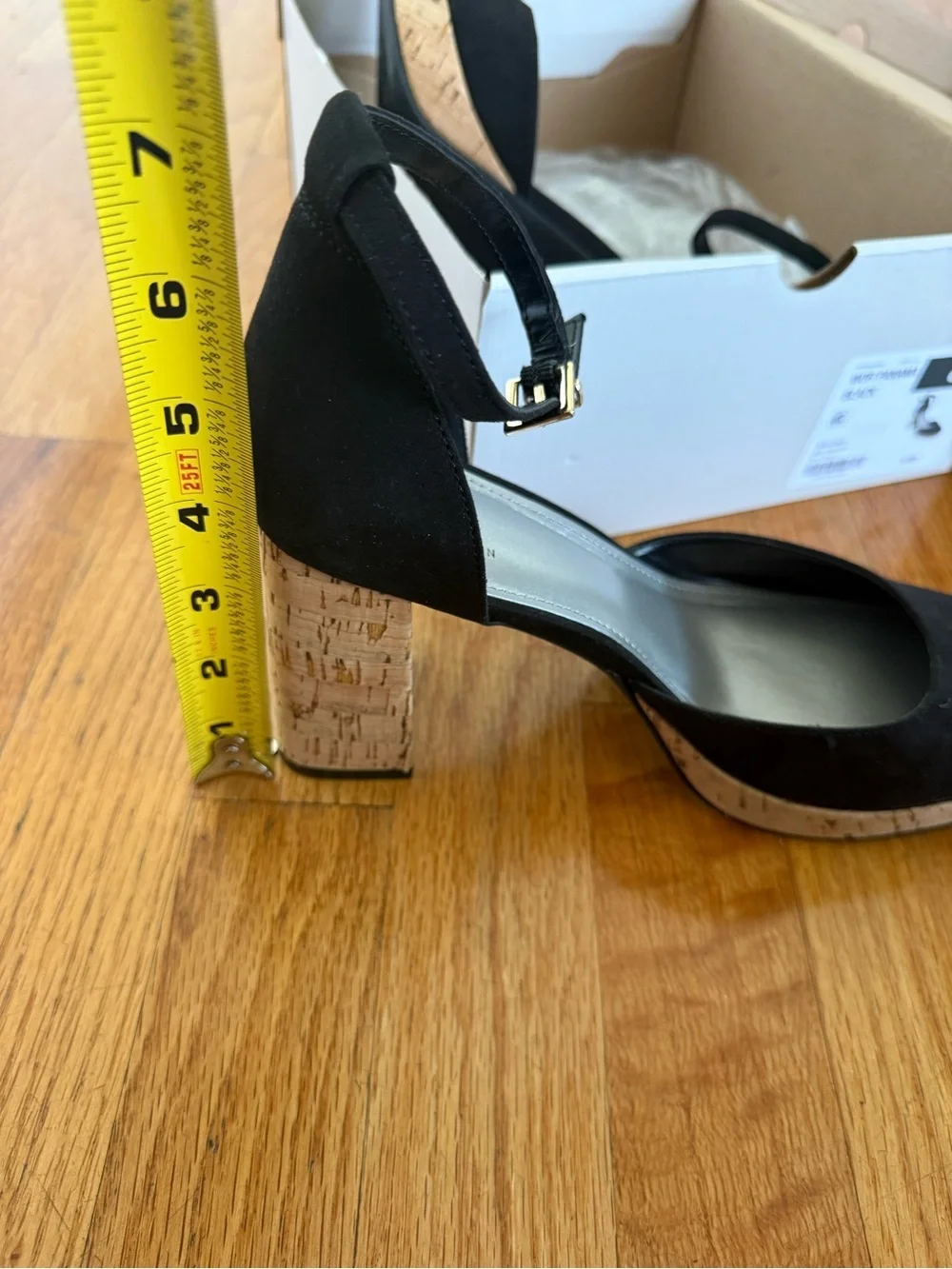Worthington Black Suede Cork Block Heel Sandals